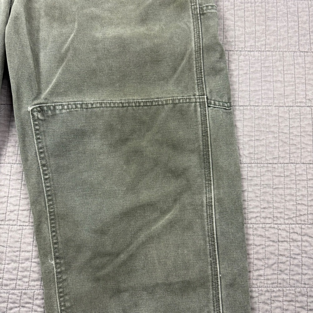 Vtg Carhartt R06 MOS Green Duck Bib Overalls 40x32 Double Knee Canvas Moss Fade - Picture 6 of 16